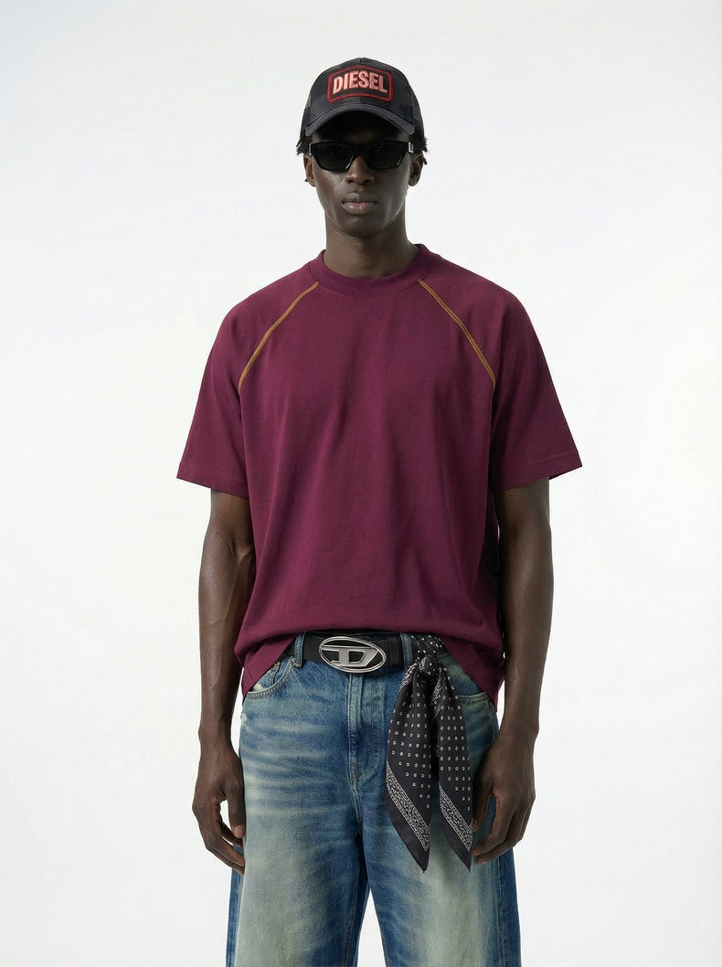 Casual Color-blocked Raglan Short-sleeved Shirt