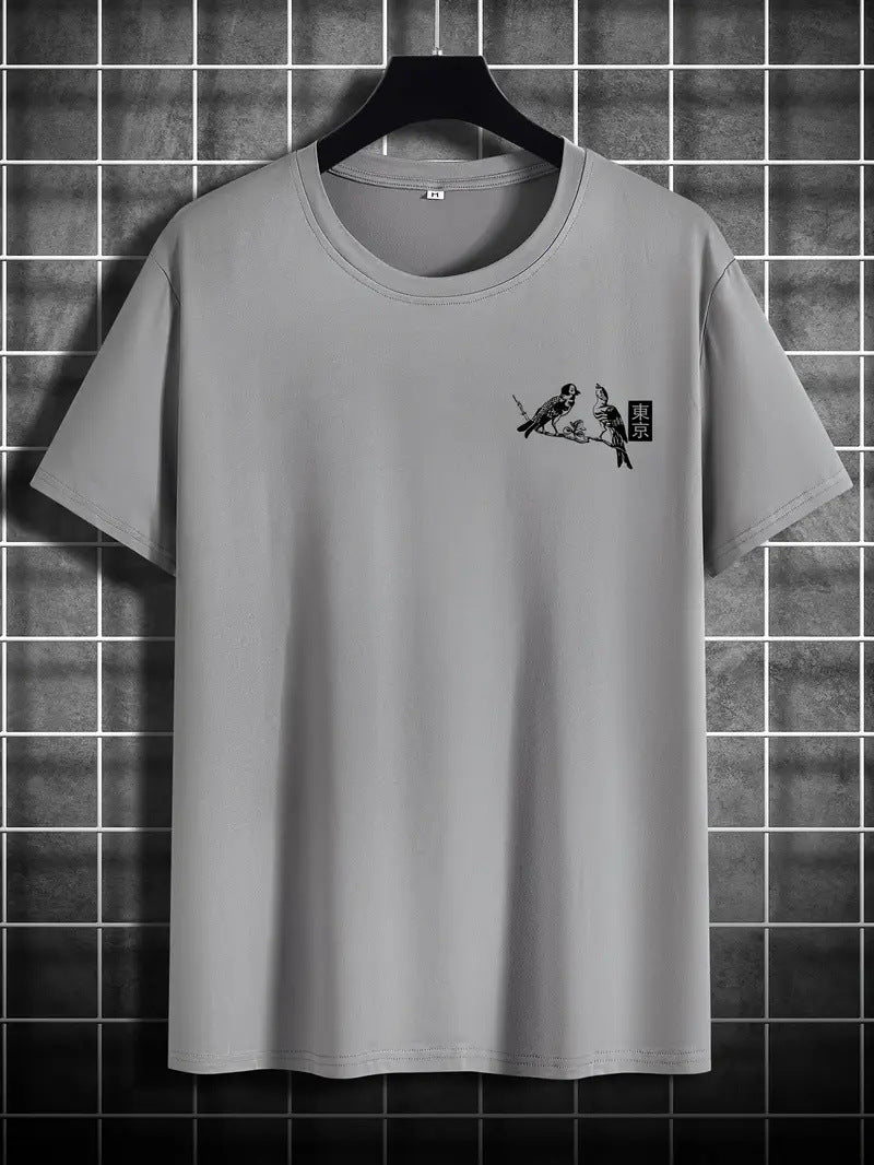 Men's Retro Loose-Fit Printed Short-Sleeve T-Shirt