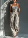 Women's Striped Linen Jumpsuit