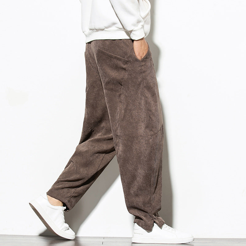 Men's Oversized Corduroy Wide-Leg Trousers