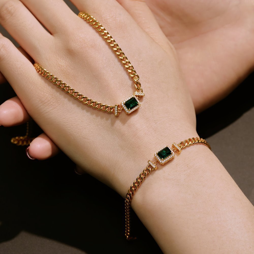 Cut Cuban Link Chain Women's Necklace Bracelet