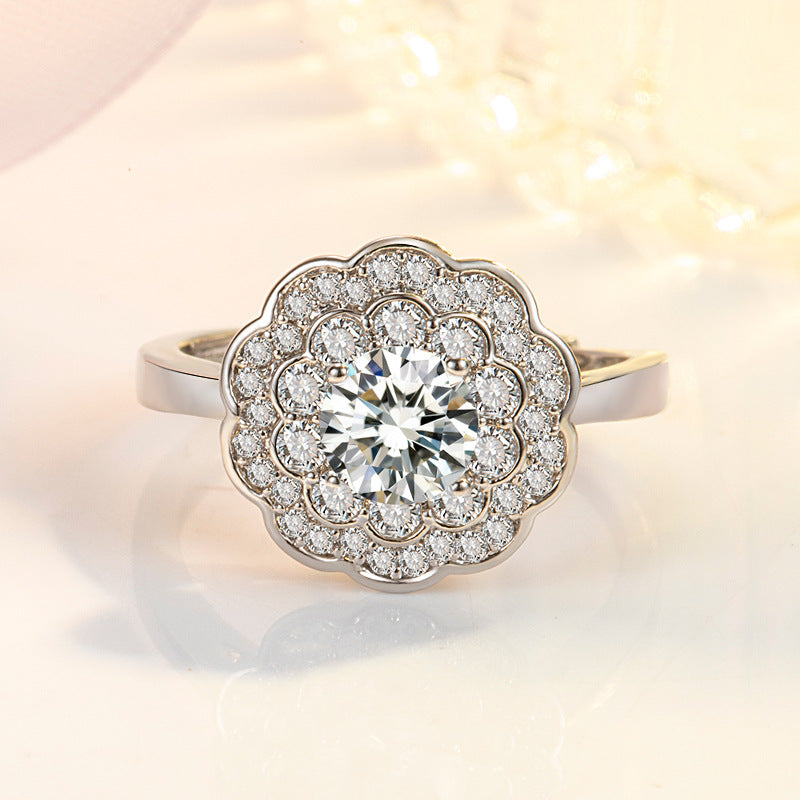 Double Layer Floral Plum Blossom Ring