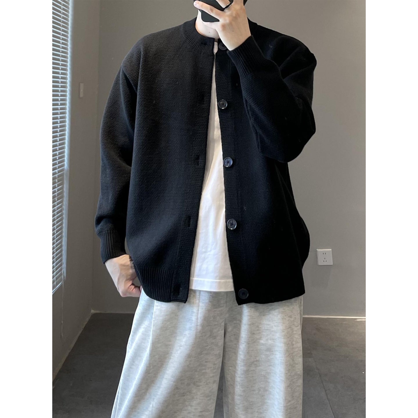 Men's Half-zip Long Sleeve Sweater With Lapel