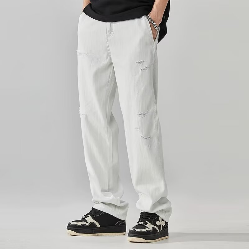 Men's Ripped Detail Casual Denim Pants
