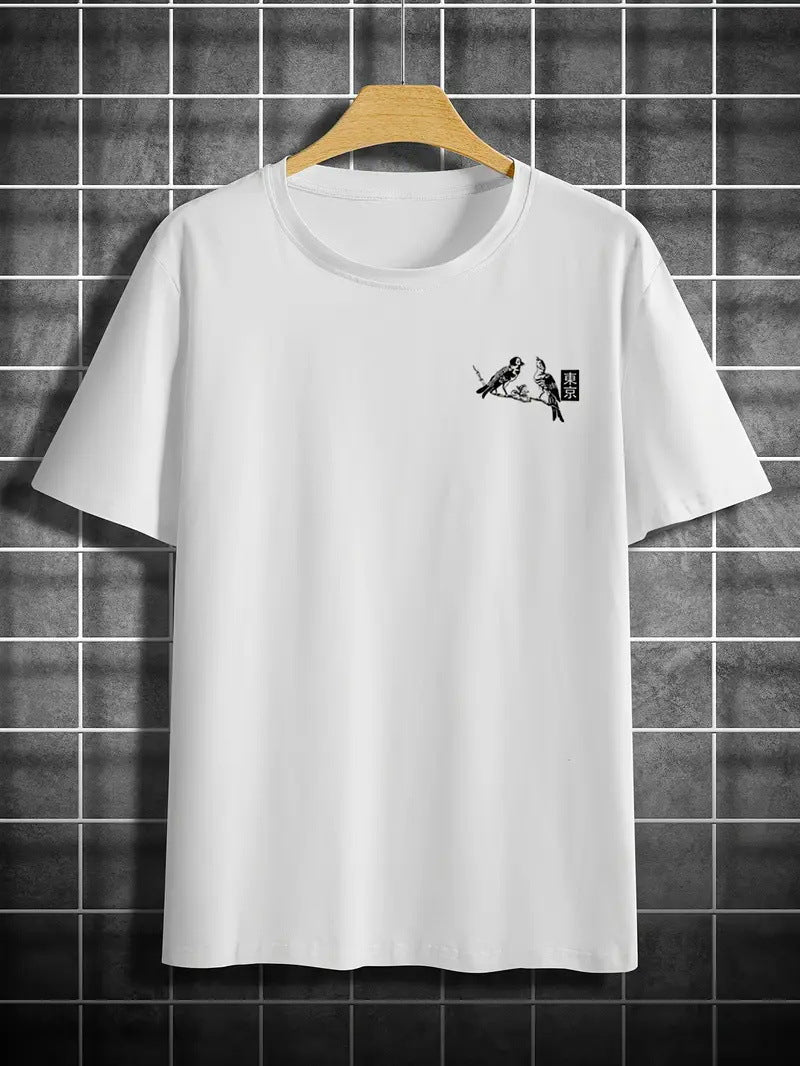 Men's Retro Loose-Fit Printed Short-Sleeve T-Shirt