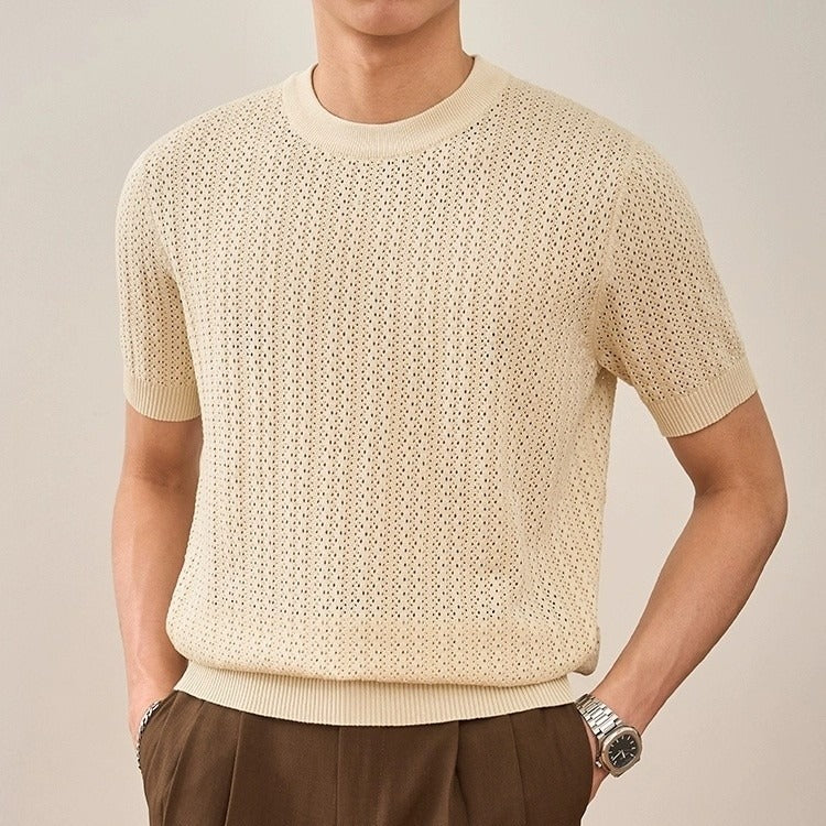 Men's American Retro Embroidered Half-Zip Sweater