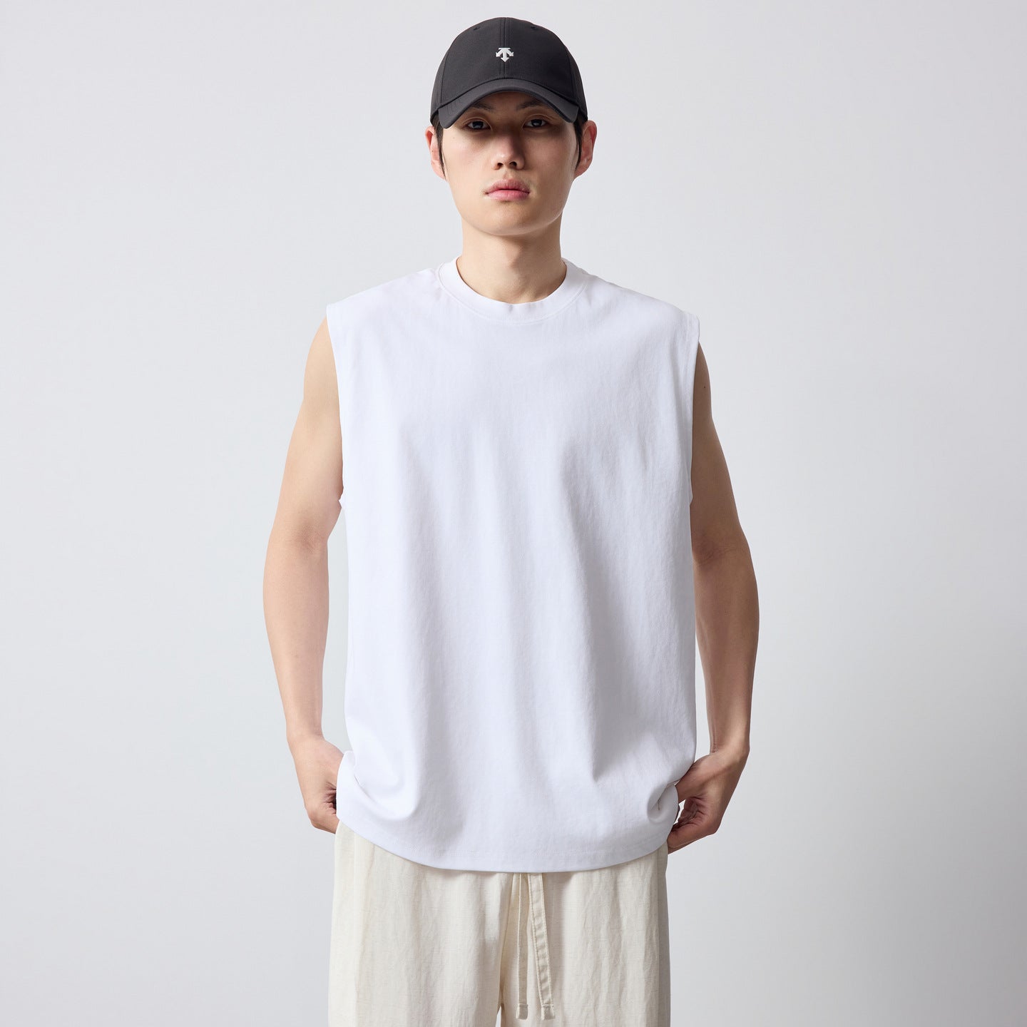 Summer New Solid Color Crew Neck Men's Vest