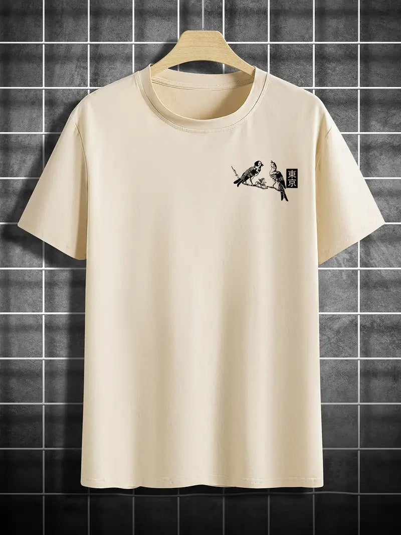 Men's Retro Loose-Fit Printed Short-Sleeve T-Shirt