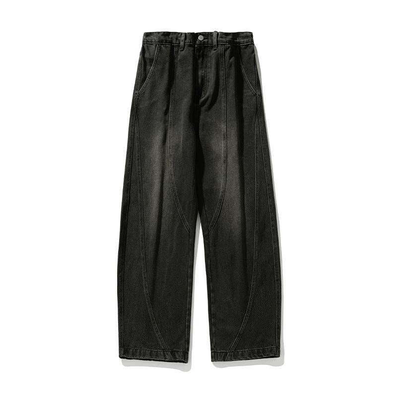 Men's Wide-Leg Washed Denim Jeans – Loose Casual Fit