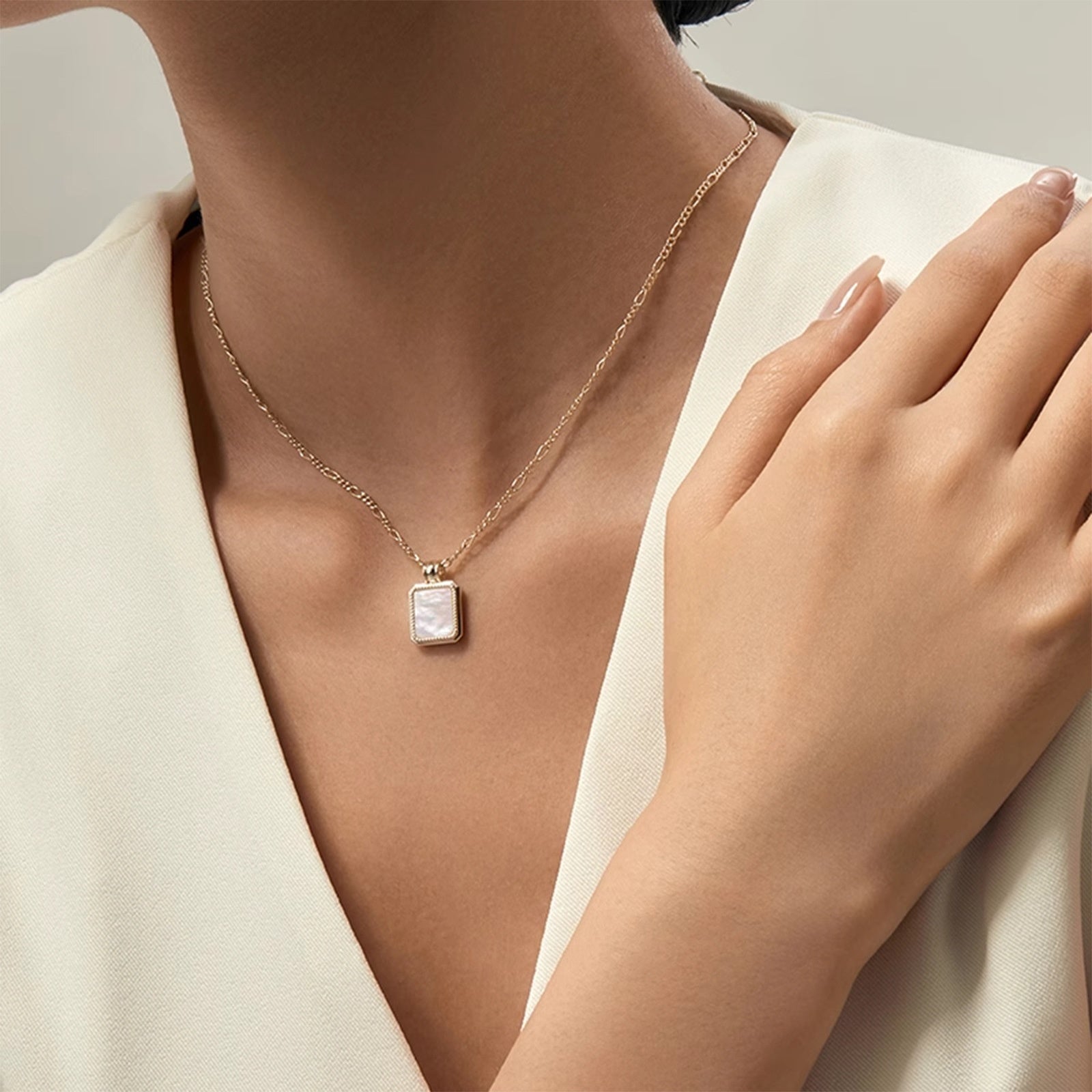 French-style Vintage Agate And Malachite Necklace For Women Lightweight