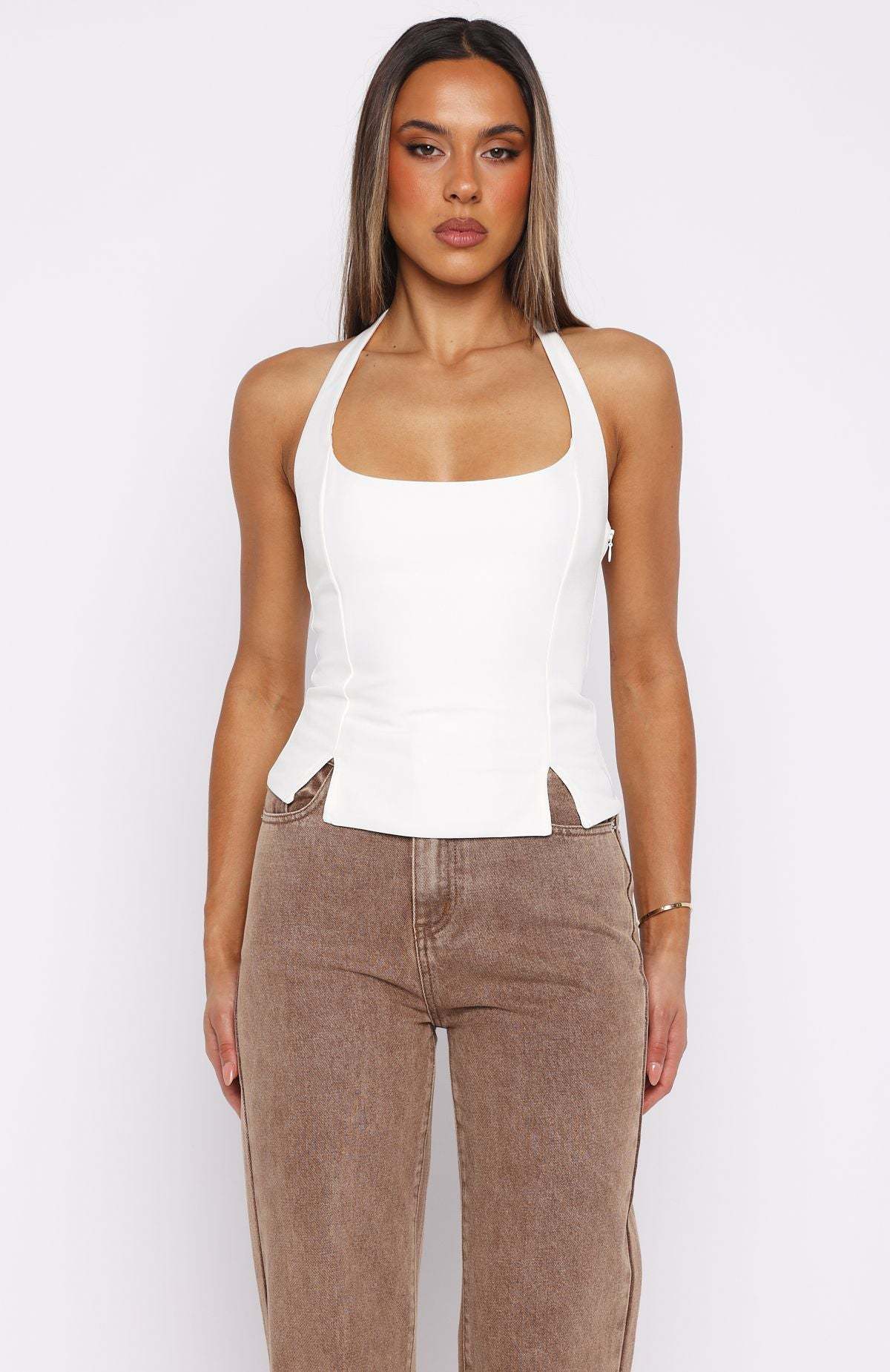 Solid-color Halter Women's Top