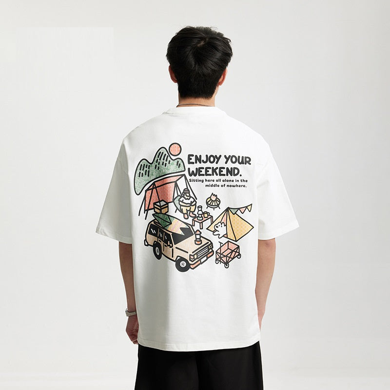 Men's Outdoor Print T-Shirt – Casual Camping Graphic Tee