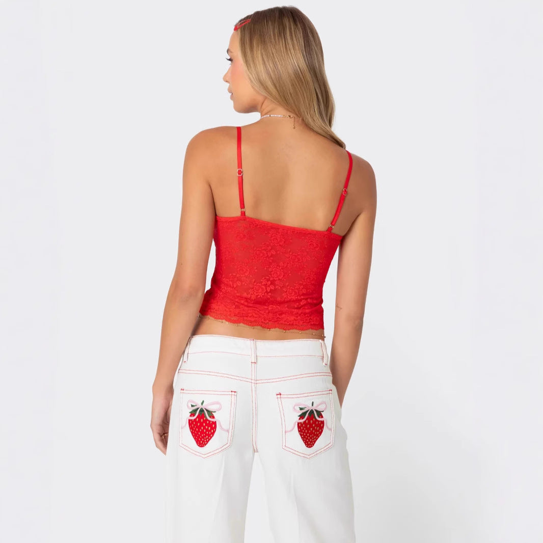 Women's Solid Color Lace Camisole