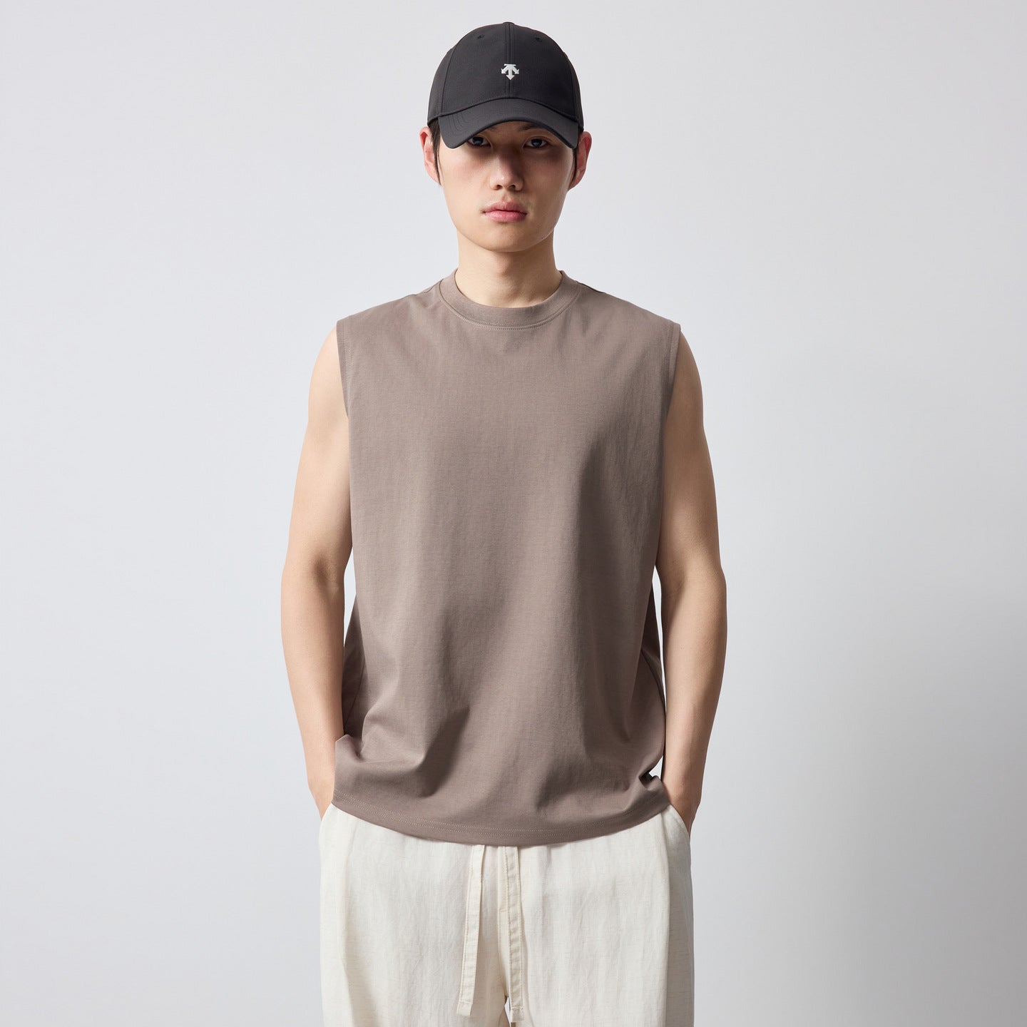 Summer New Solid Color Crew Neck Men's Vest