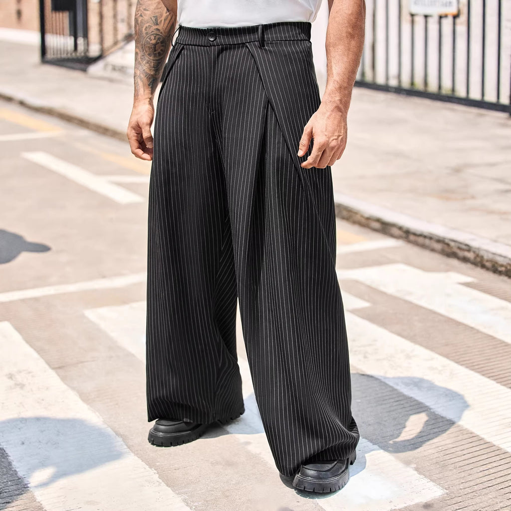 Men's Plus-Size Striped Casual Trousers – Straight Leg