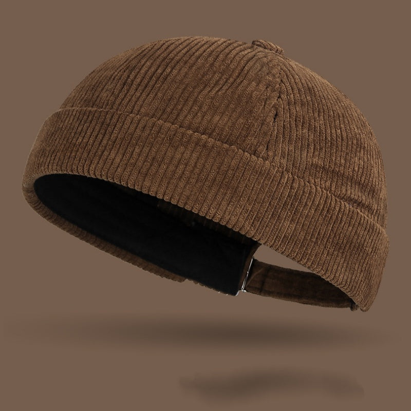 Spring Autumn And Winter Solid-Color Coarse-Woven Corduroy Bucket Hat