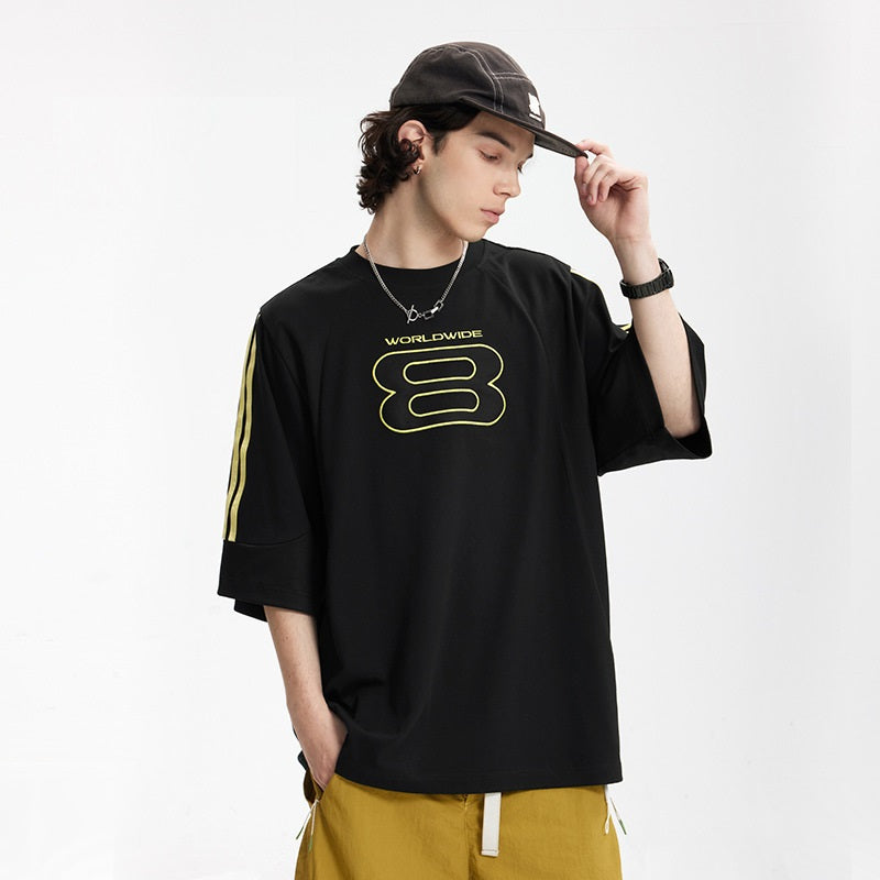Men's American Style Embroidered Sports T-Shirt
