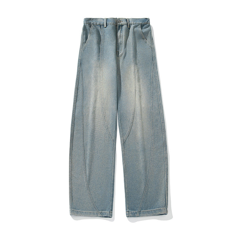Men's Wide-Leg Washed Denim Jeans – Loose Casual Fit