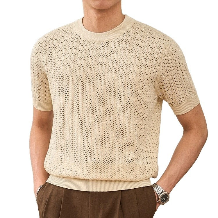 Men's American Retro Embroidered Half-Zip Sweater