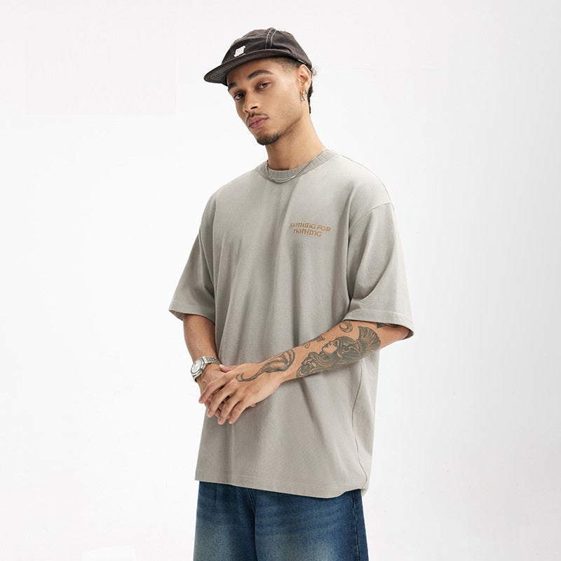Men's Heavy-Knit Embroidered Polo T-Shirt – Retro Short Sleeve