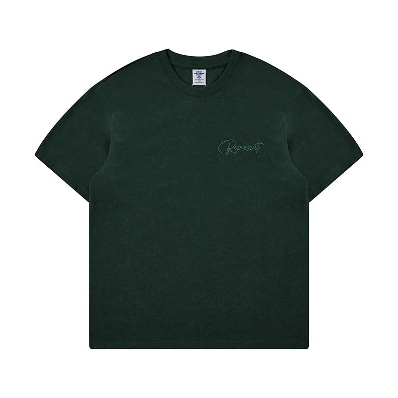 Men's Washed Embroidered Drop-Shoulder T-Shirt