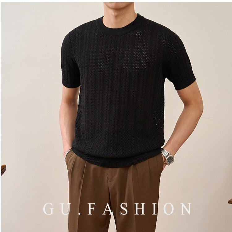Men's American Retro Embroidered Half-Zip Sweater