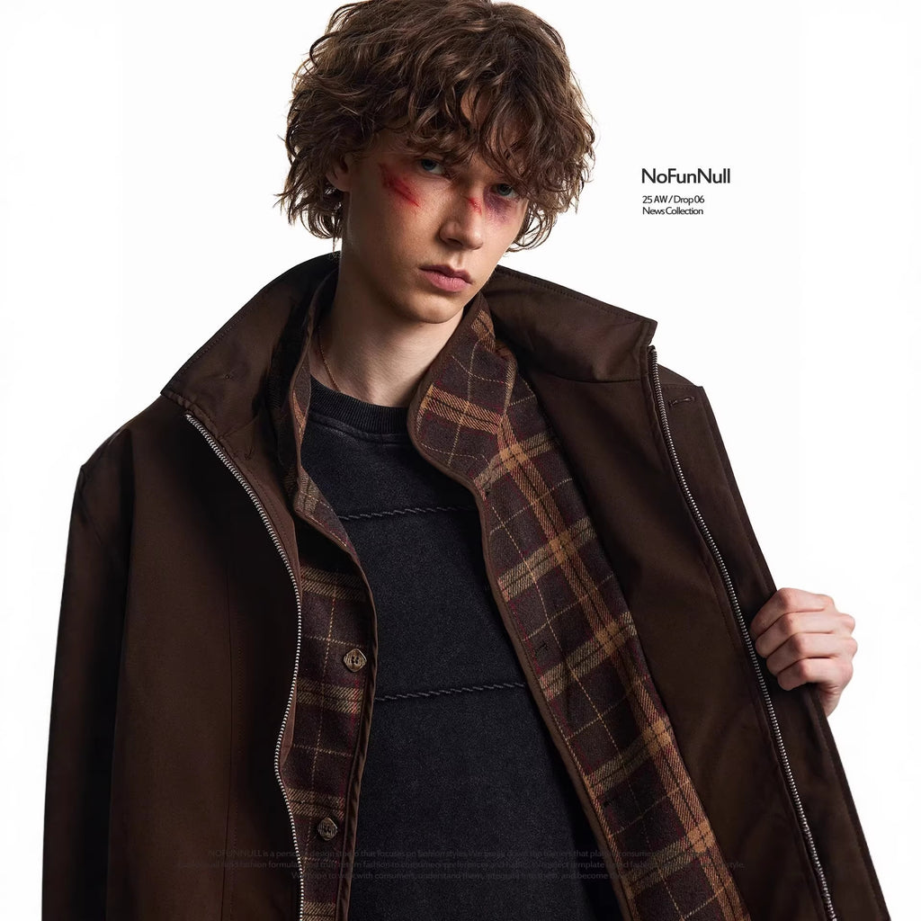 Men's Plaid Patchwork Baseball Jacket