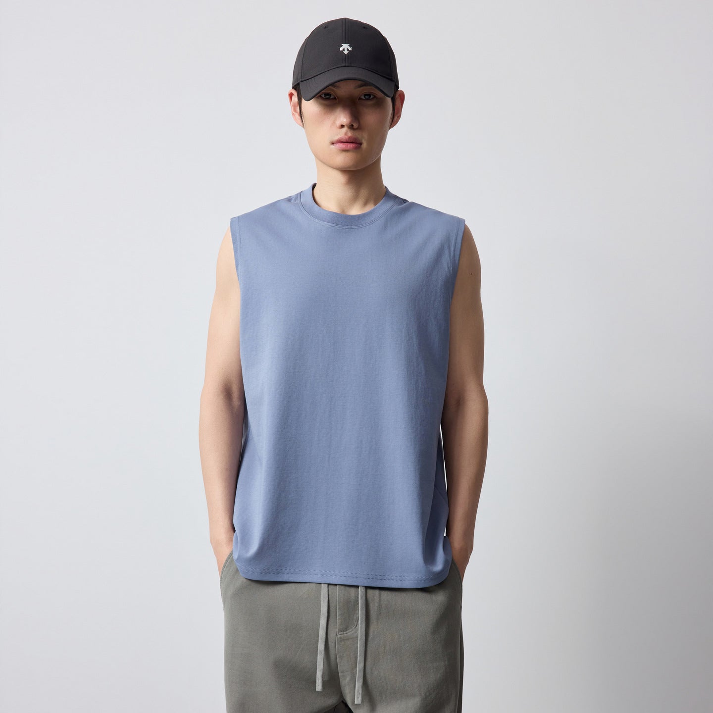 Summer New Solid Color Crew Neck Men's Vest