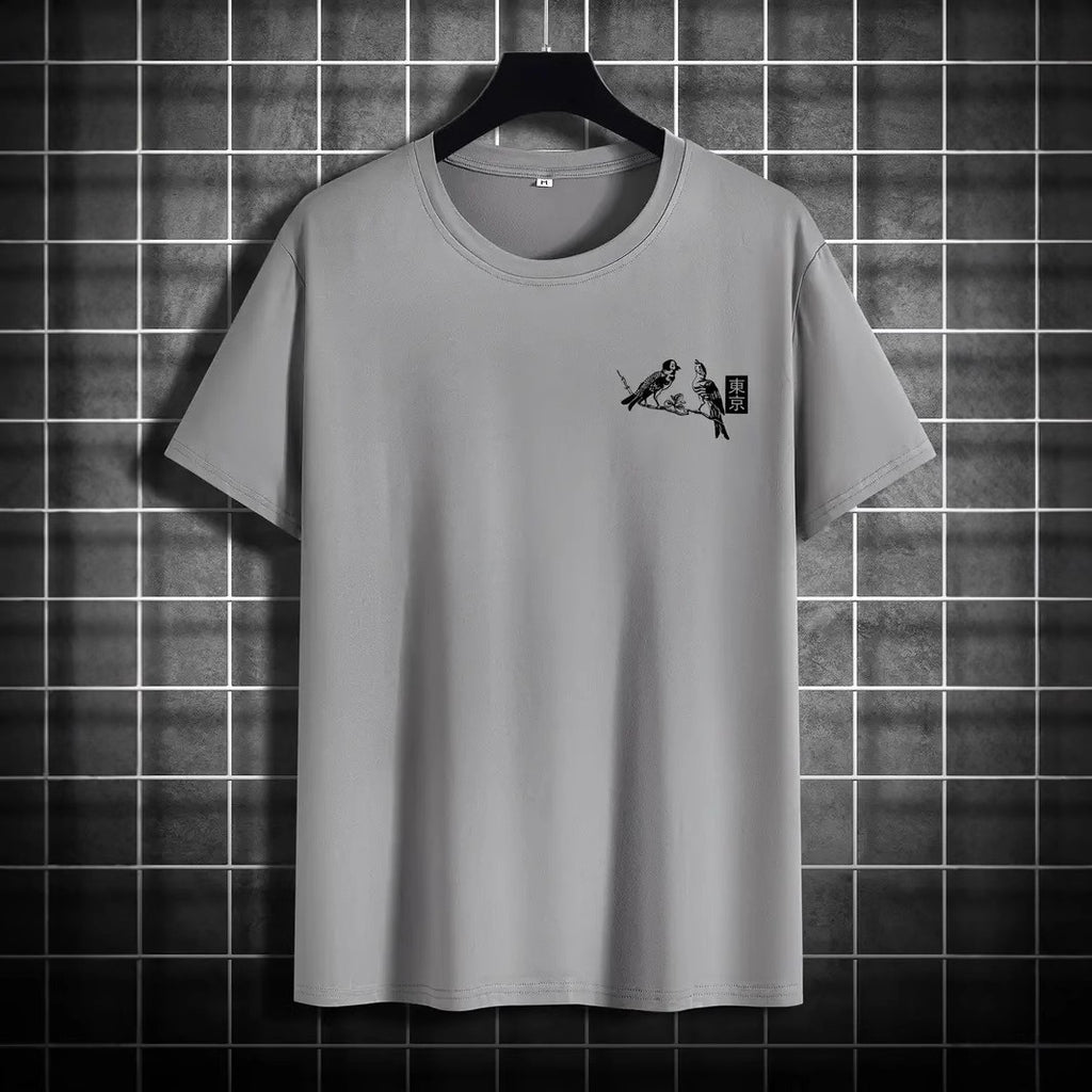 Men's Retro Loose-Fit Printed Short-Sleeve T-Shirt