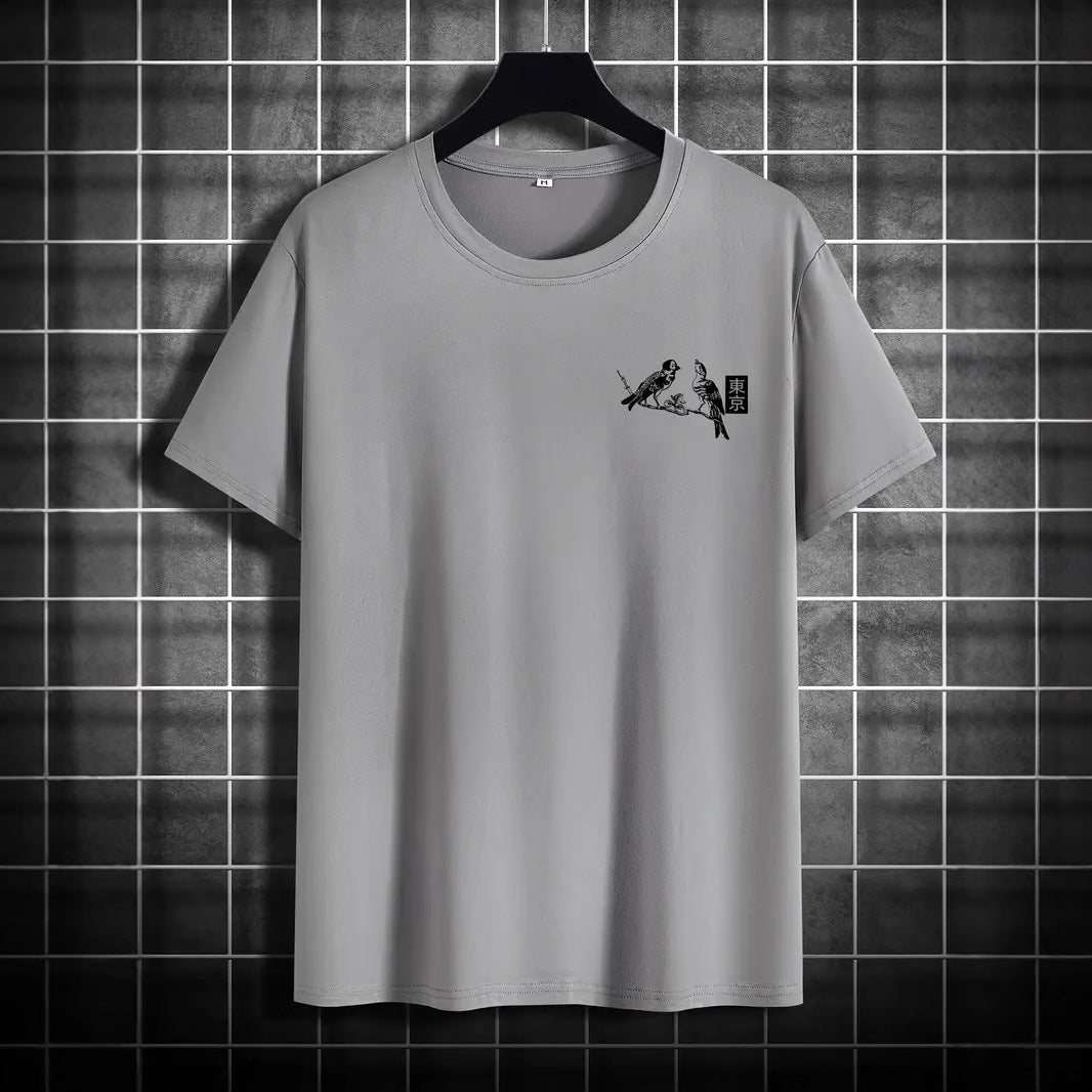 Men's Retro Loose-Fit Printed Short-Sleeve T-Shirt