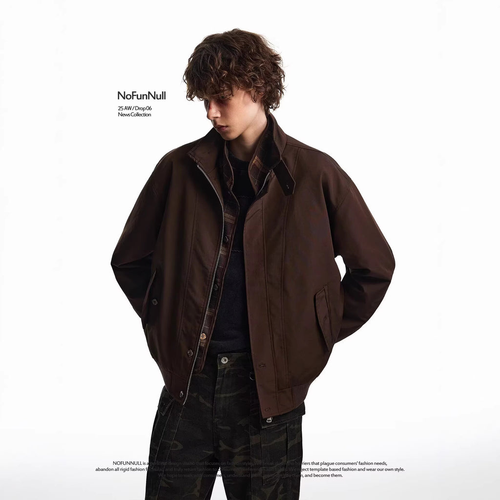 Men's Plaid Patchwork Baseball Jacket