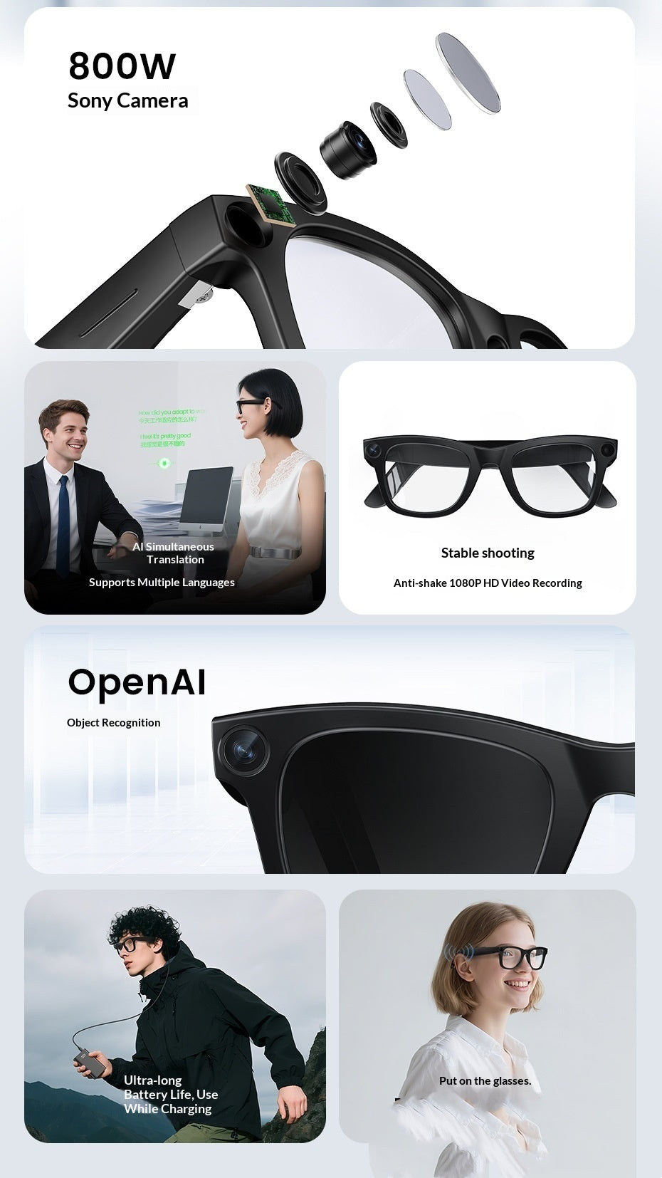 AI-powered 800MP Smart Glasses For Photography