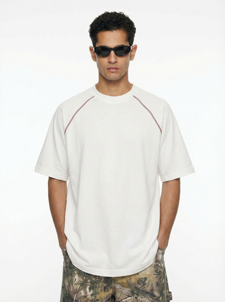 Casual Color-blocked Raglan Short-sleeved Shirt