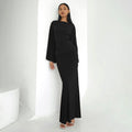 Elegant Loose-Fitting Defined-Waist Long-Sleeve Top And Skirt Set For Women