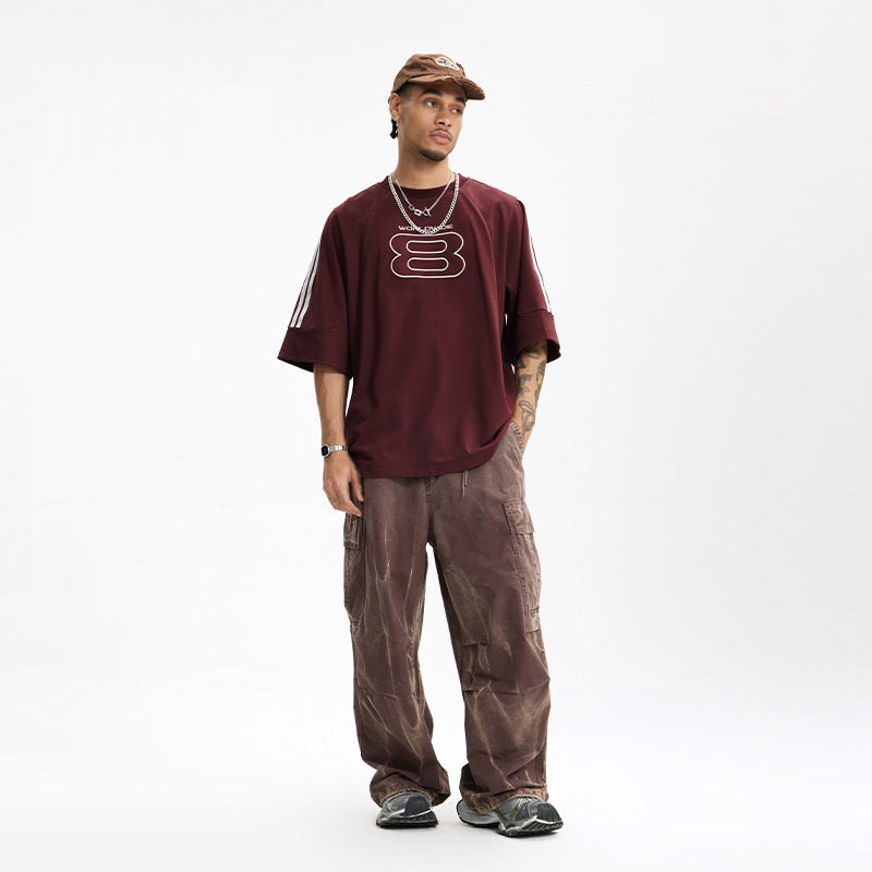 Men's American Style Embroidered Sports T-Shirt