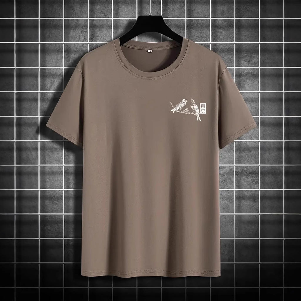 Men's Retro Loose-Fit Printed Short-Sleeve T-Shirt