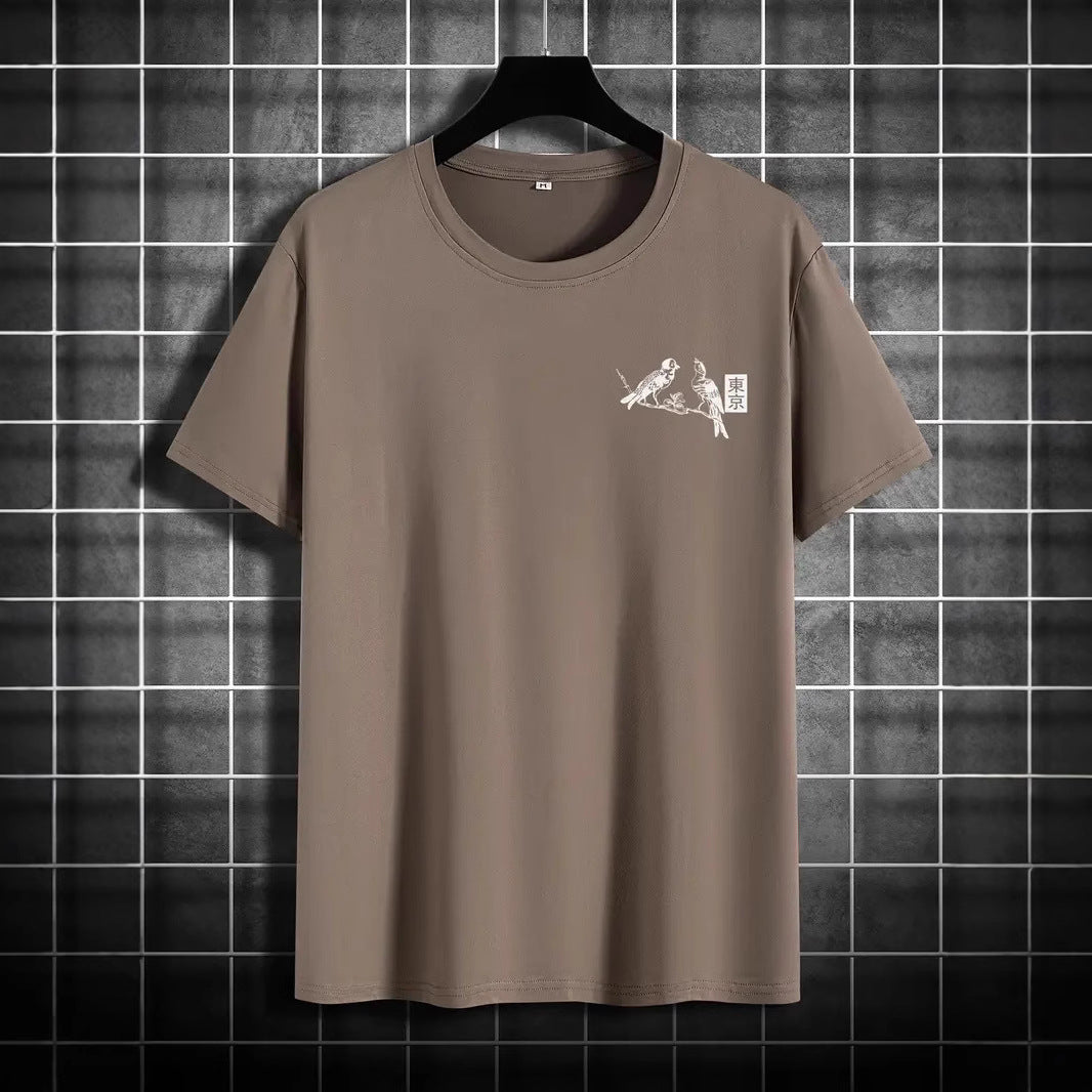 Men's Retro Loose-Fit Printed Short-Sleeve T-Shirt