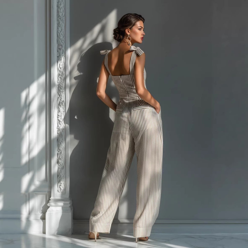 Women's Striped Linen Jumpsuit