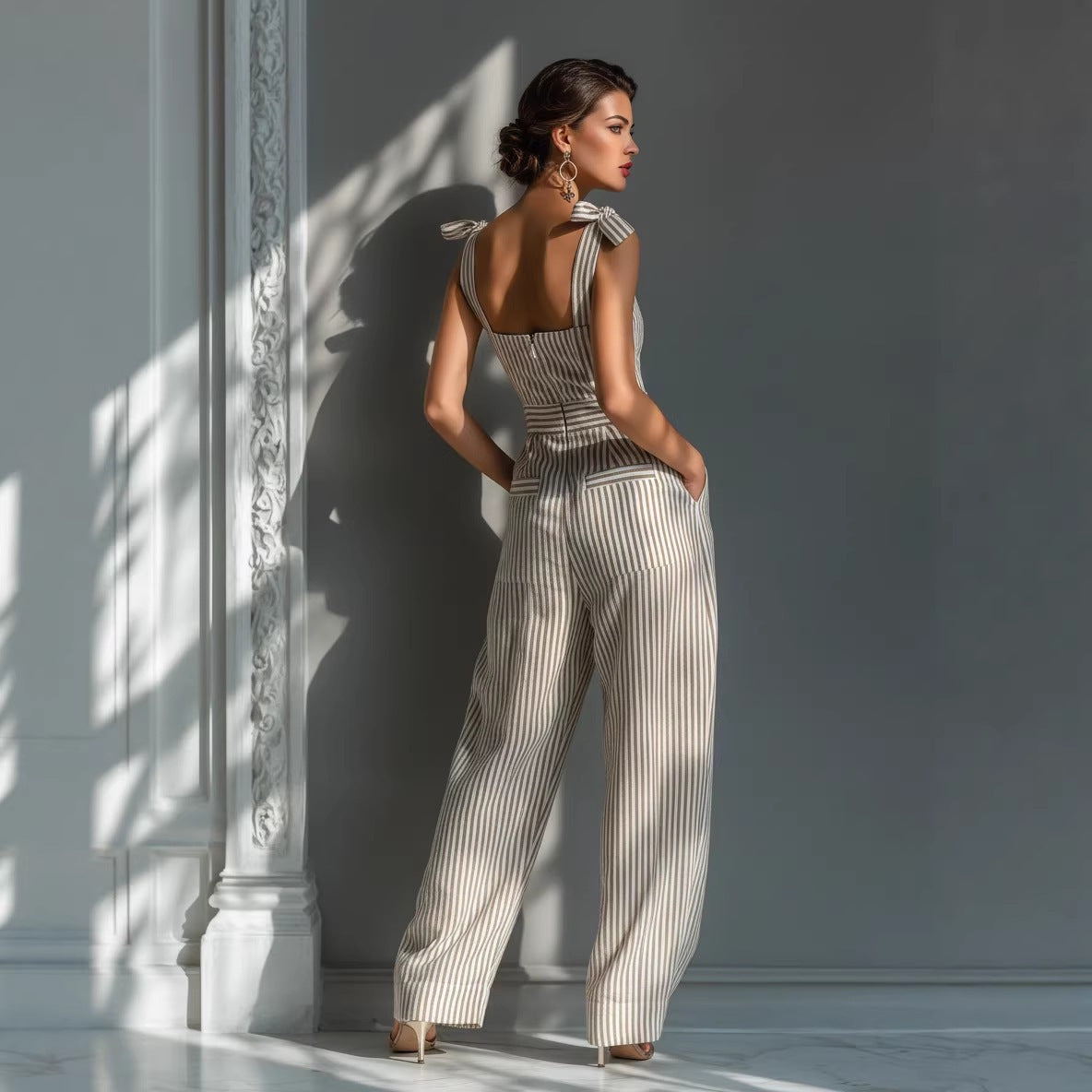 Women's Striped Linen Jumpsuit