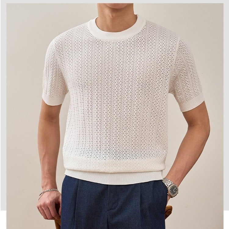 Men's American Retro Embroidered Half-Zip Sweater