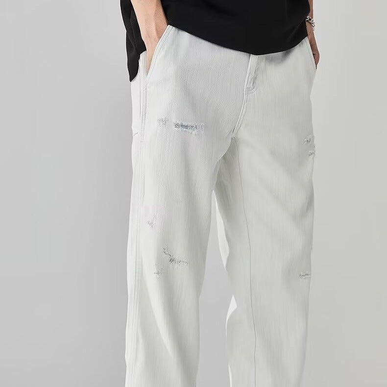 Men's Ripped Detail Casual Denim Pants