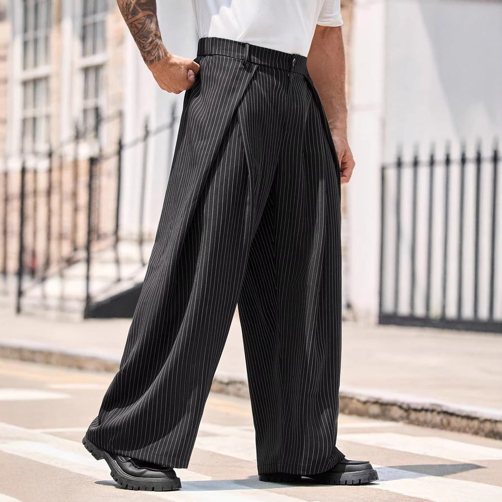 Men's Plus-Size Striped Casual Trousers – Straight Leg