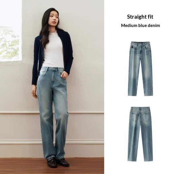 Non-fit Light-colored High-waisted Slightly Flared Jeans