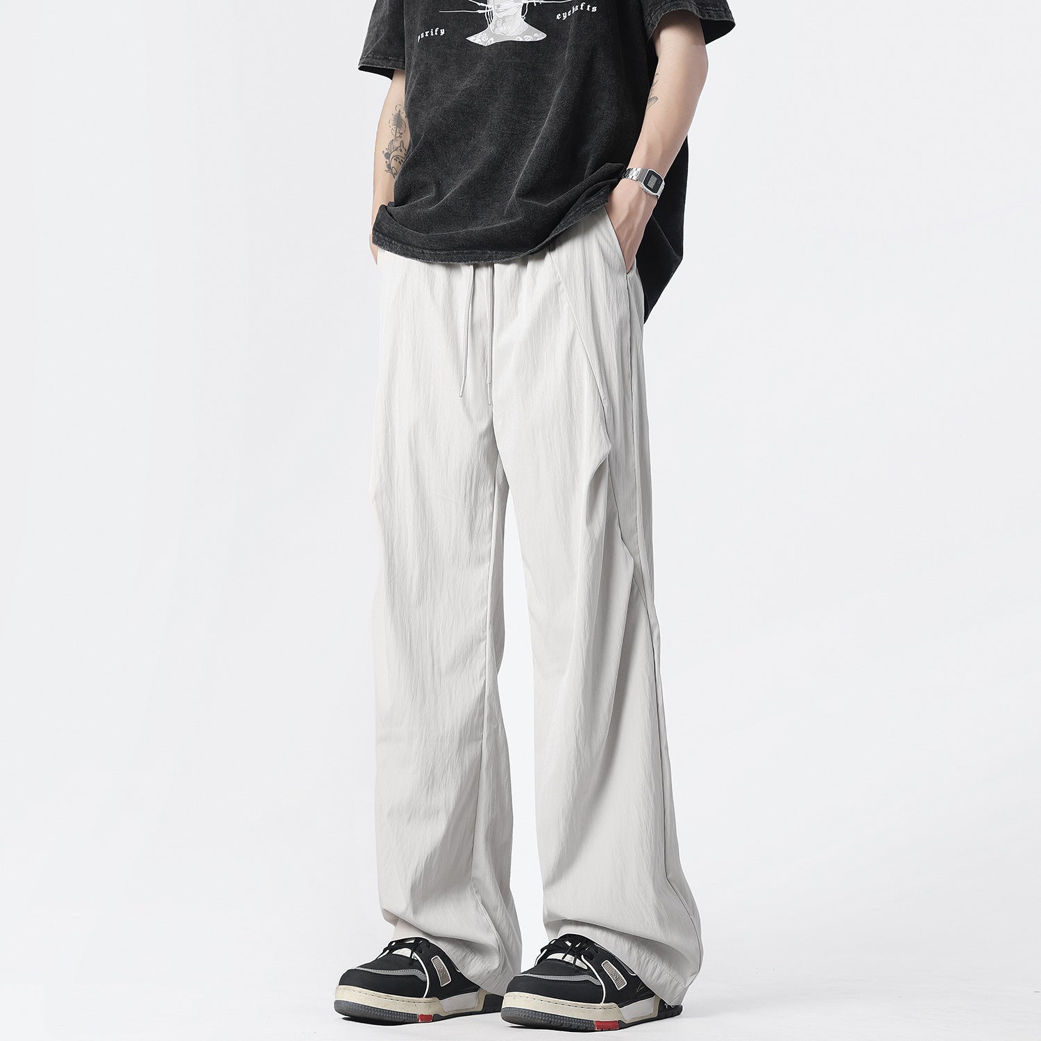 Men's Wide-Leg Drape Casual Trousers