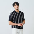 Men's Striped Lapel Knitted Short-Sleeve Shirt