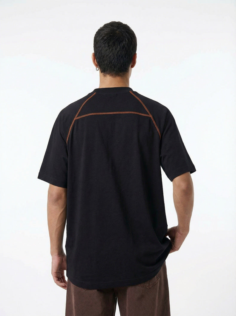 Casual Color-blocked Raglan Short-sleeved Shirt