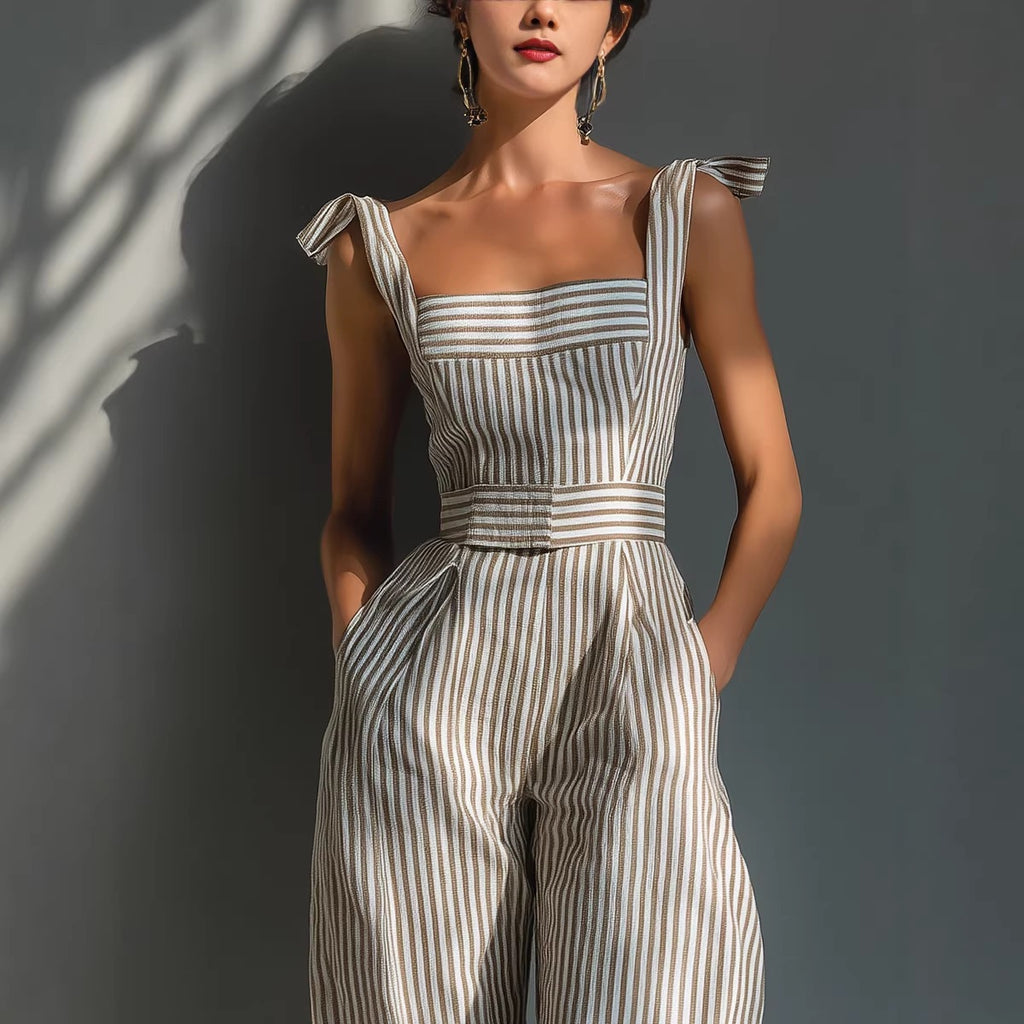 Women's Striped Linen Jumpsuit