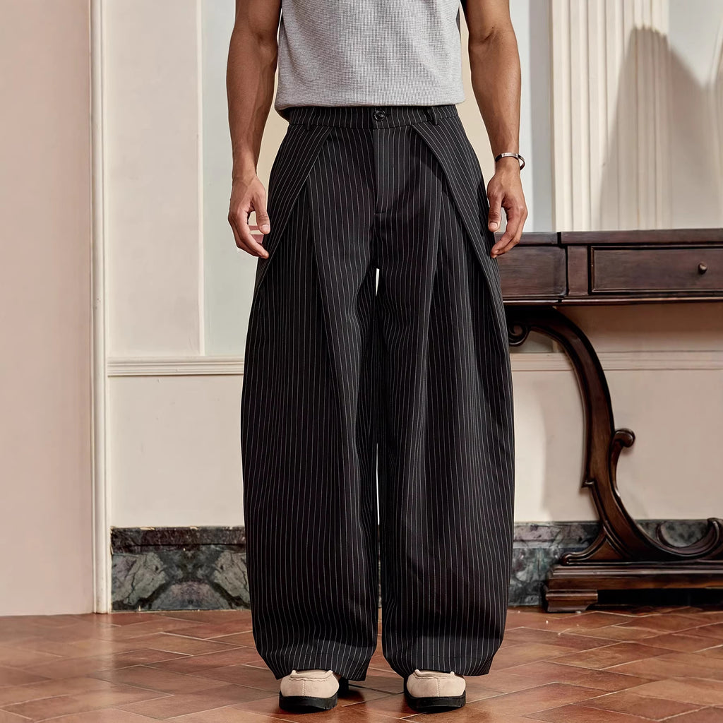 Men's Plus-Size Striped Casual Trousers – Straight Leg
