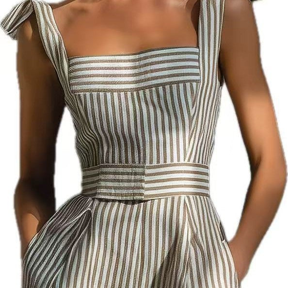 Women's Striped Linen Jumpsuit