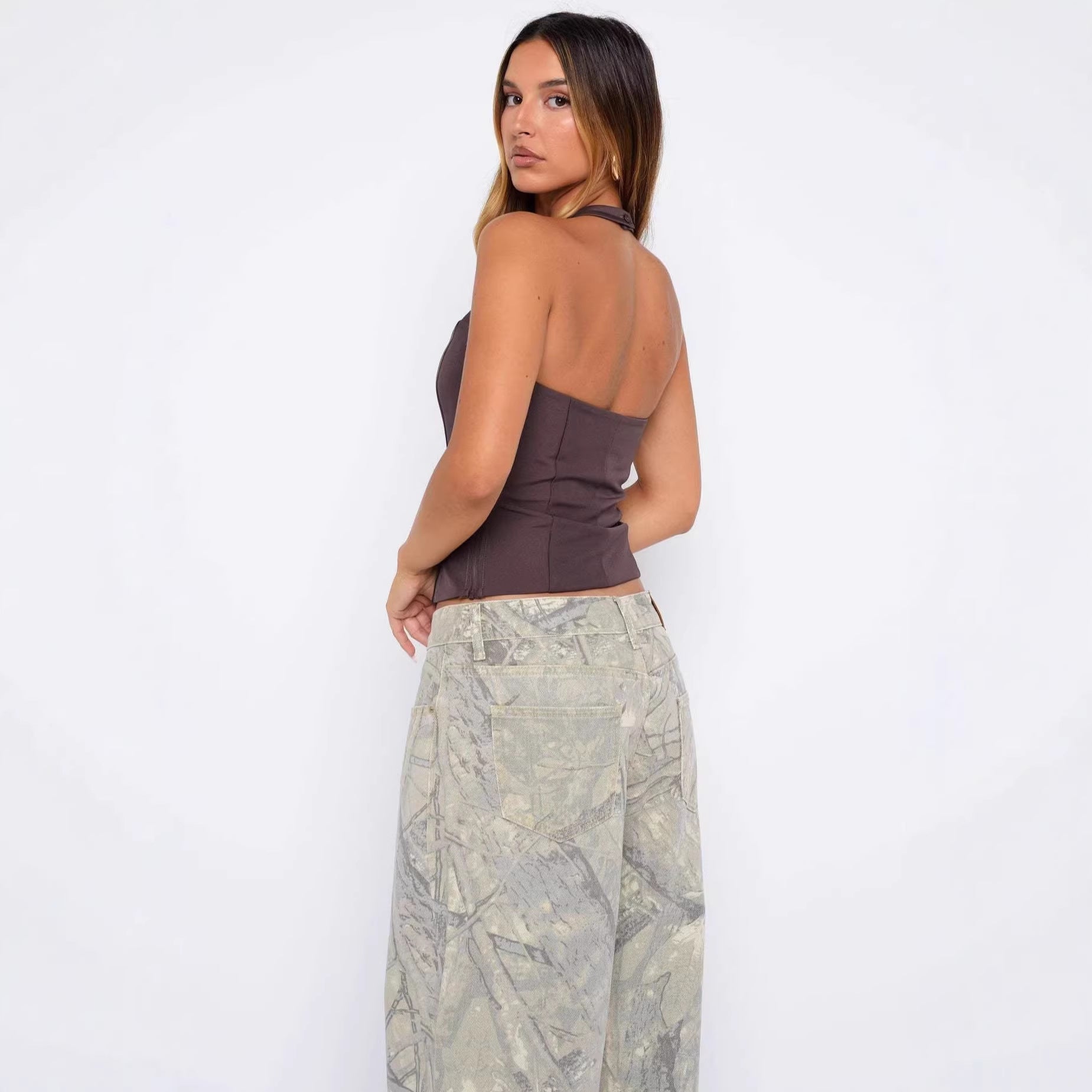Solid-color Halter Women's Top